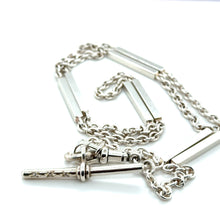 Load image into Gallery viewer, Vintage Sterling Silver Albert Chain with Diamond T-Bar

