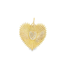 Load image into Gallery viewer, 14kg and Diamond Fluted Heart Pendant
