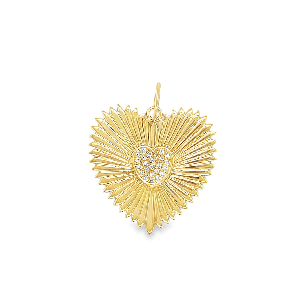 14kg and Diamond Fluted Heart Pendant