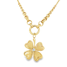 Load image into Gallery viewer, 14kg and Diamond Heart Clover Pendant

