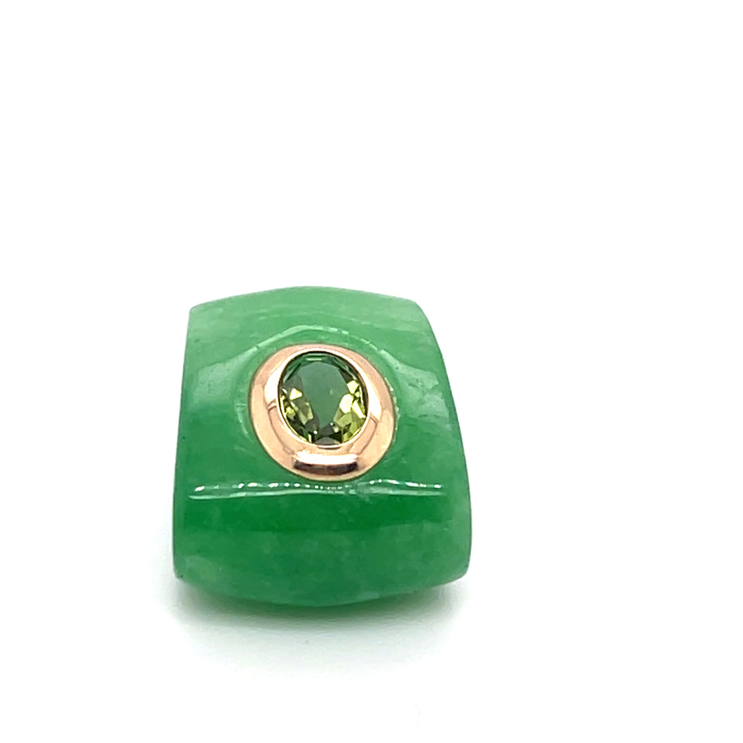 14kg Green Jade with Bezeled Peridot Pendant