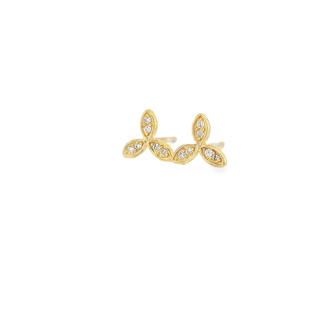 14kg Diamond Triple Leaf Earring