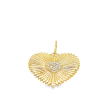Load image into Gallery viewer, 14kg and Diamond Fluted Heart Pendant
