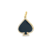 Load image into Gallery viewer, 14kg Vintage Diamond and Onyx Spade Pendant
