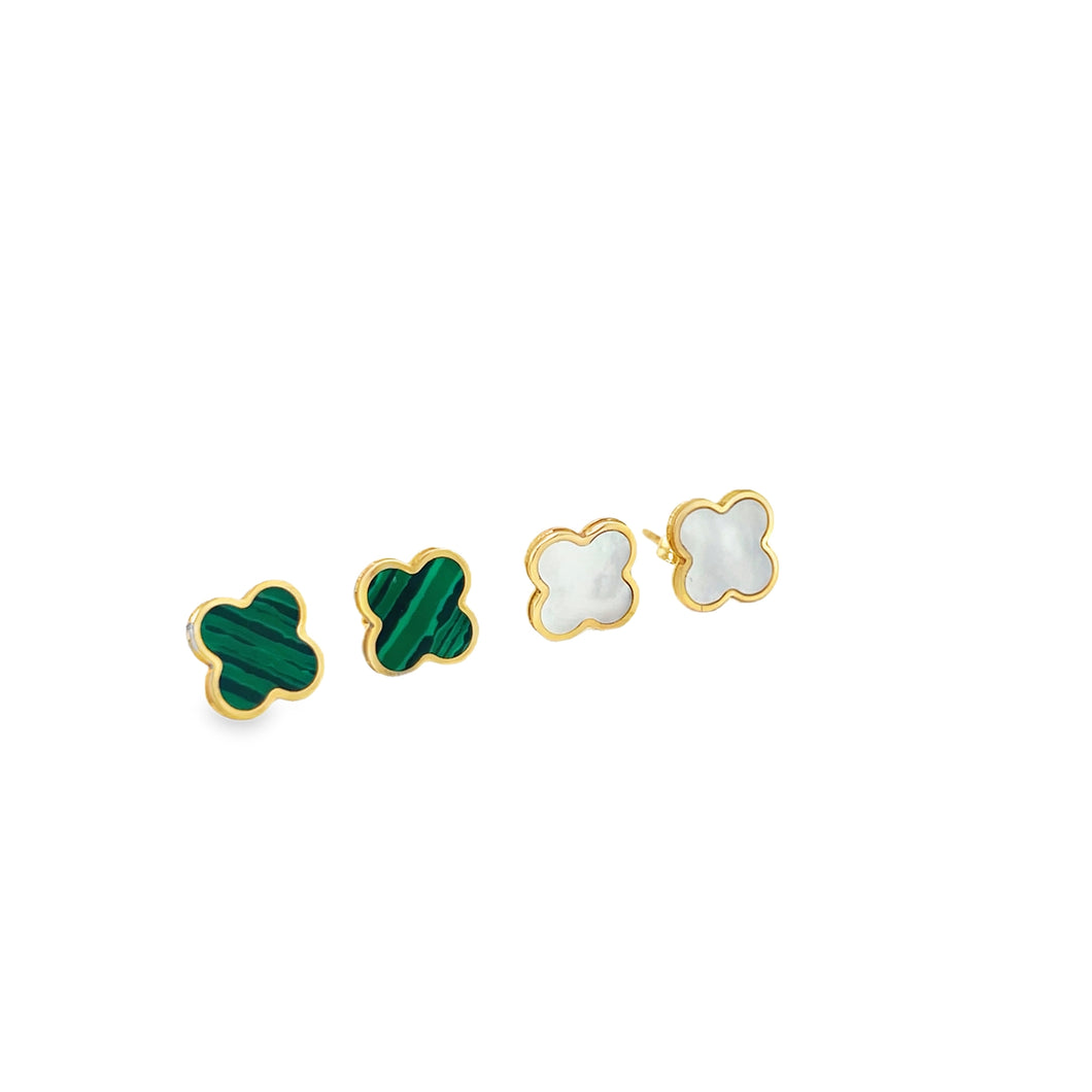 14kg Medium Malachite or Mother of Pearl Clover Earrings