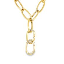 Load image into Gallery viewer, 14kg Oval Link Necklace with Diamond and Gold Charm Clasp
