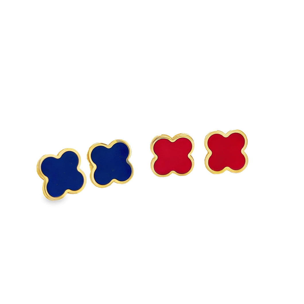 14kg Lapis or Carnelian Large Clover Earrings
