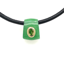 Load image into Gallery viewer, 14kg Green Jade with Bezeled Peridot Pendant

