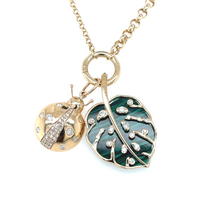 Load image into Gallery viewer, 14kg White Diamond and Malachite Leaf Pendant

