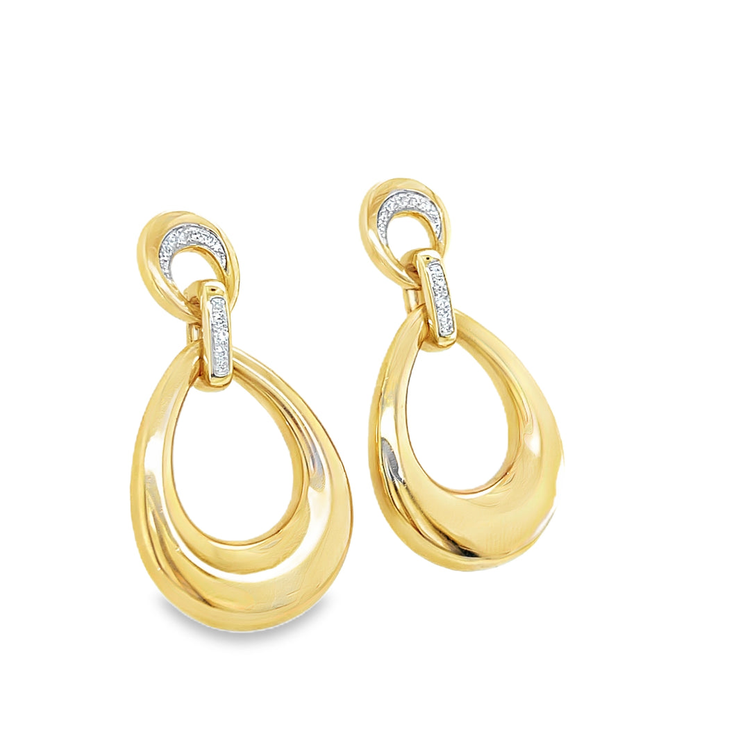 14kg and White Diamond Teardrop Earrings