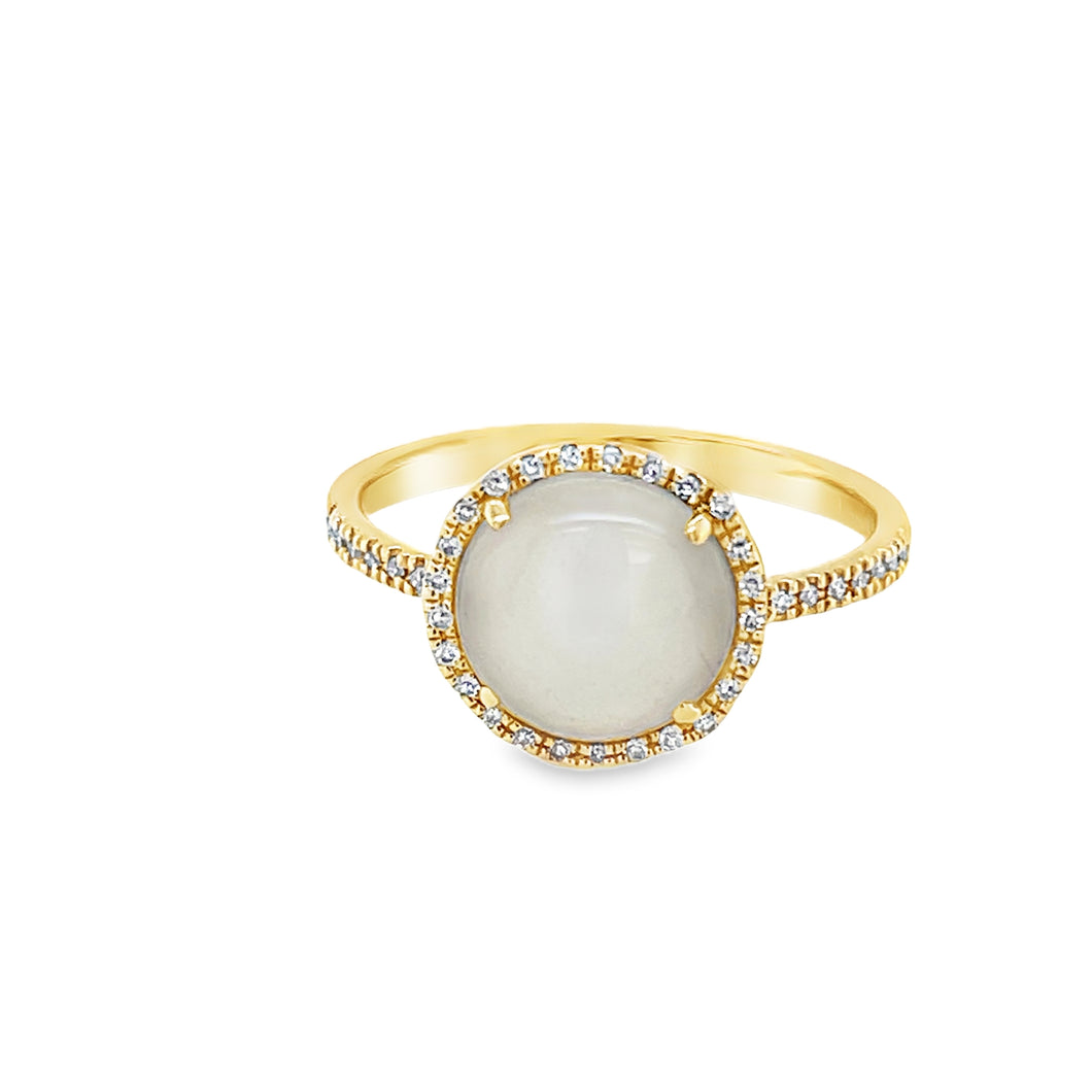 14kg Grey Moonstone and Diamond Ring