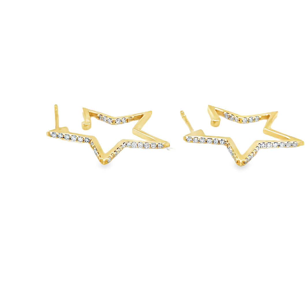 14kg and Diamond Star Hoop Earring