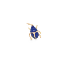 Load image into Gallery viewer, 14kg and Lapis Petite Scarab Pendant

