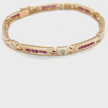 Load and play video in Gallery viewer, 14kg Vintage Diamond and Ruby Deco Bracelet

