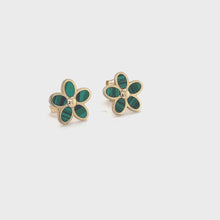Load and play video in Gallery viewer, 14kg Malachite Daisy Flower Earrings
