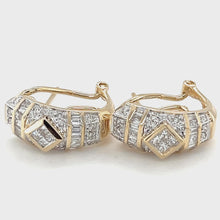 Load and play video in Gallery viewer, 14kg Vintage Mixed-Cut Diamond Large Huggie Earrings
