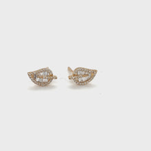 Load and play video in Gallery viewer, 14kg Baguette Leaf Diamond Studs

