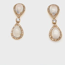 Load and play video in Gallery viewer, 14kg Diamond and Moonstone Double Drop Earrings

