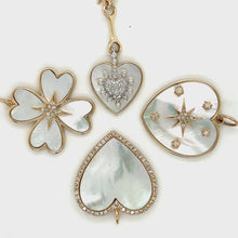 Load and play video in Gallery viewer, 14kg Diamond and Mother of Pearl Heart Clover Pendant
