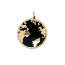 Load image into Gallery viewer, 14k gold, Black Onyx and Diamond World Pendant
