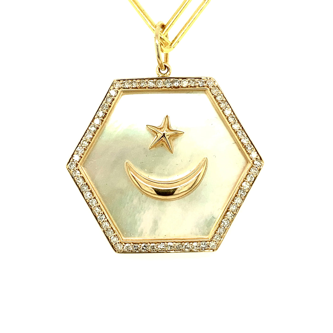 Mother of Pearl Star Moon Pendant