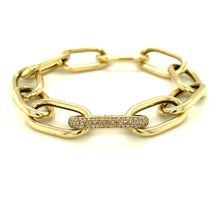 Load image into Gallery viewer, 14kg Large Oval Paperclip Bracelet with Oval Diamond Clasp
