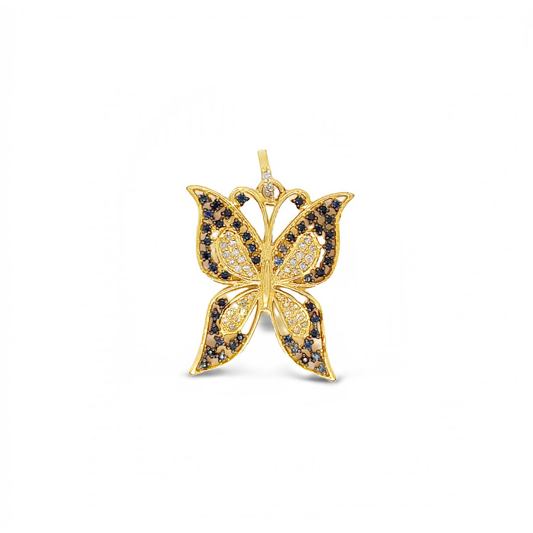 14kg Sapphire, Diamond and Butterfly Pendant