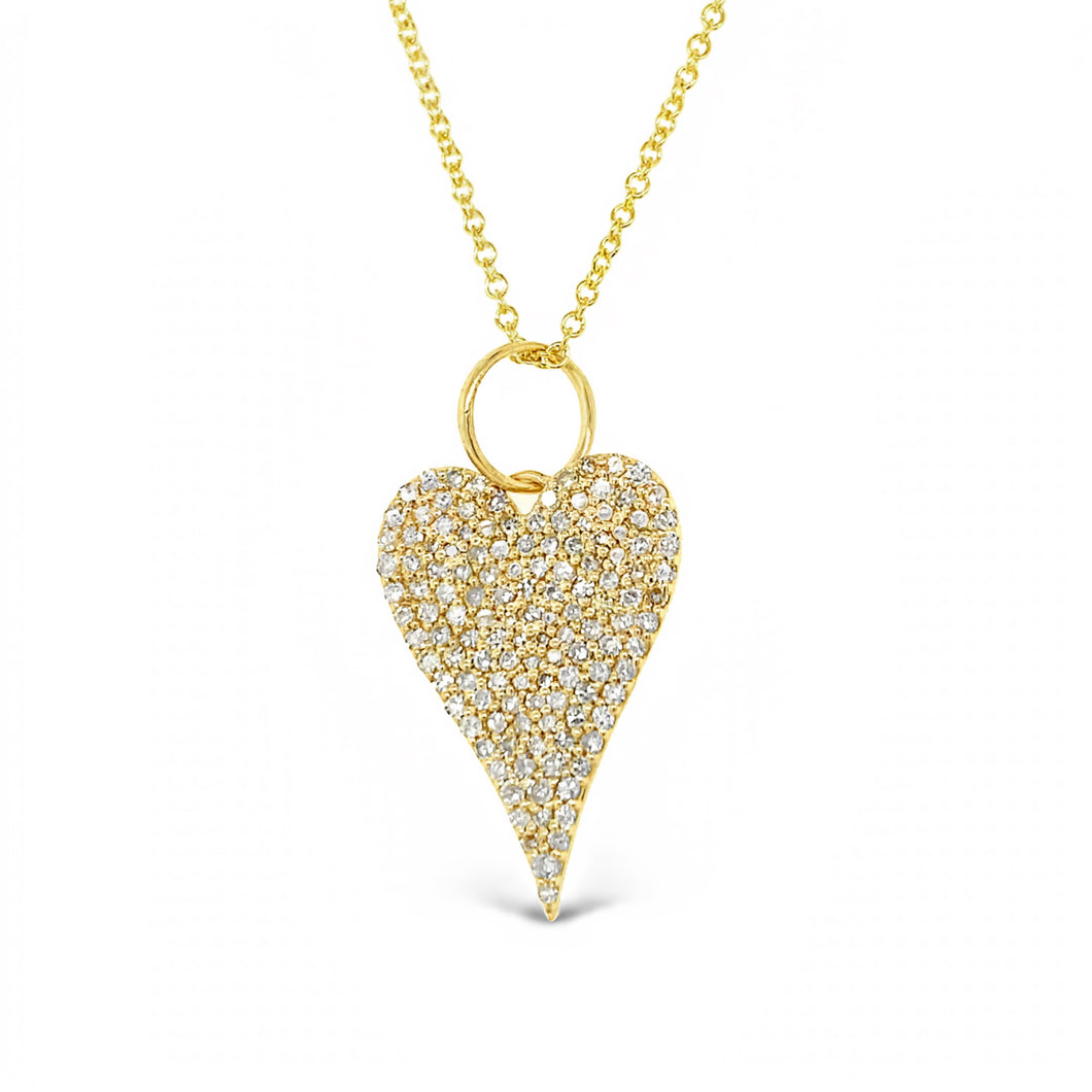 14kg and White Diamond Elongated Heart on 14kg chain