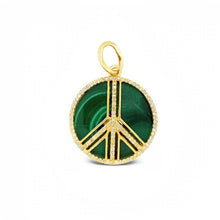 Load image into Gallery viewer, 14kg Malachite and Diamond Peace Sign
