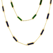 Load image into Gallery viewer, 14kg Malachite or Lapis Rectangular Chiclet Necklace
