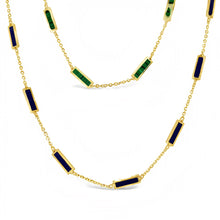 Load image into Gallery viewer, 14kg Malachite or Lapis Rectangular Chiclet Necklace
