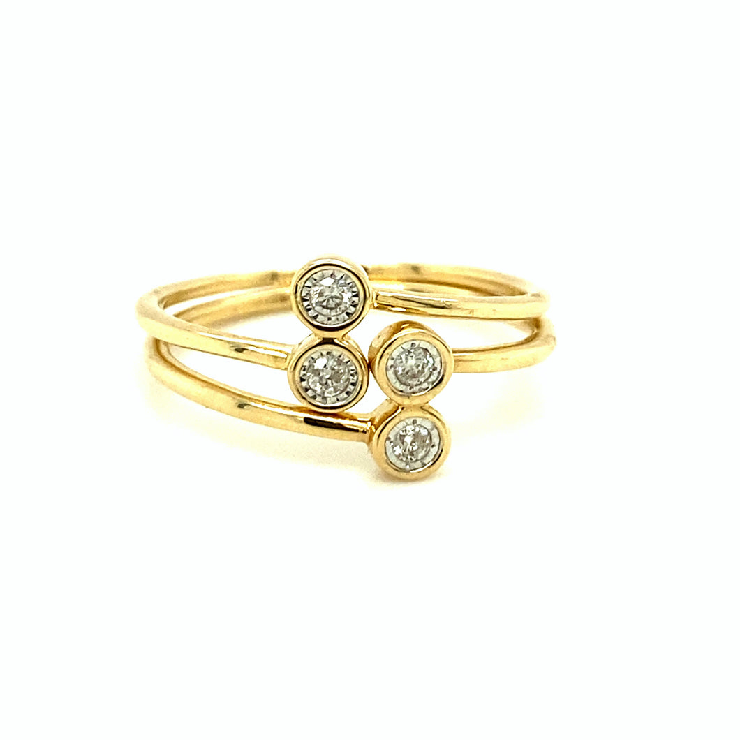 2 Bezel Set Diamond Friendship Ring