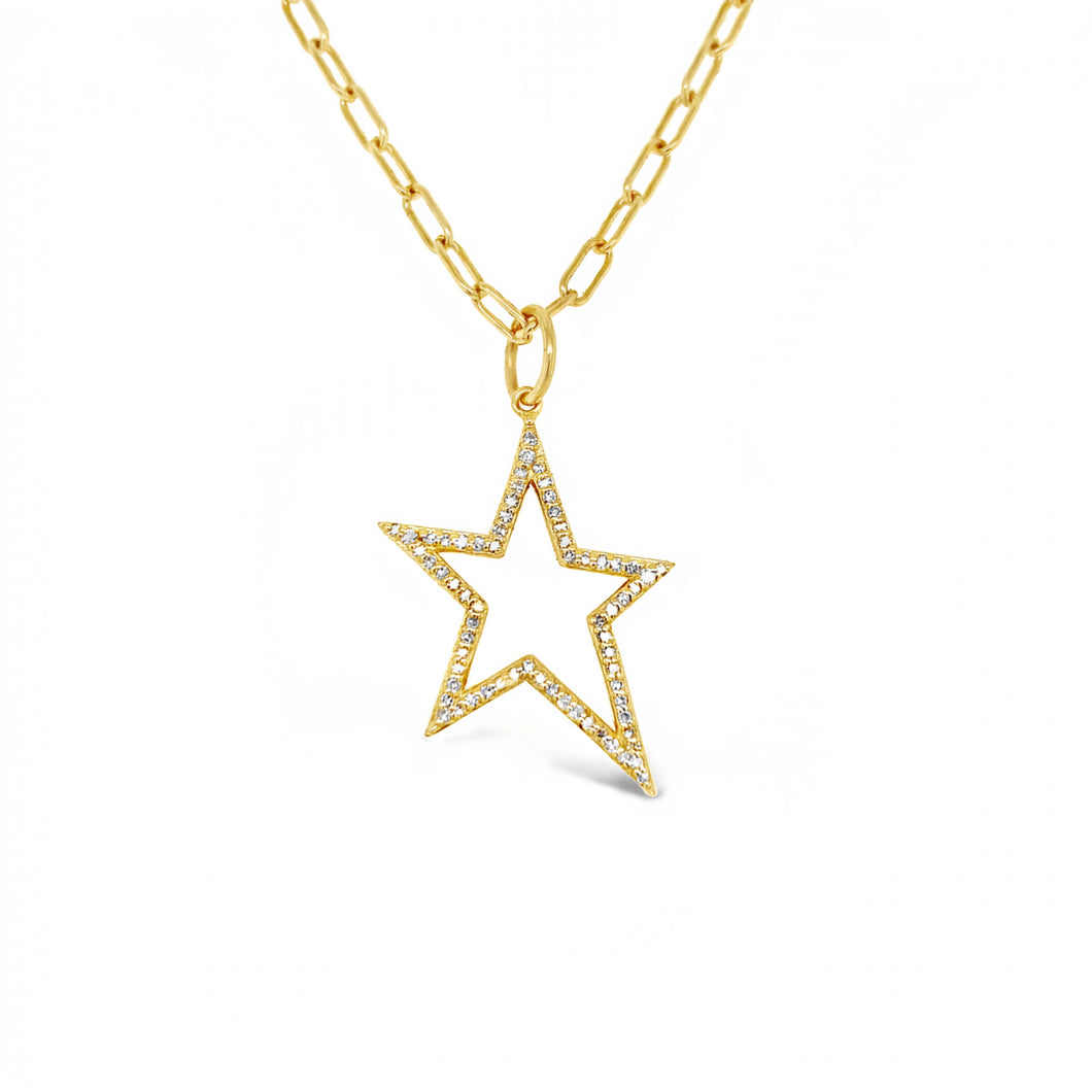 14kg Diamond Open Star Necklace