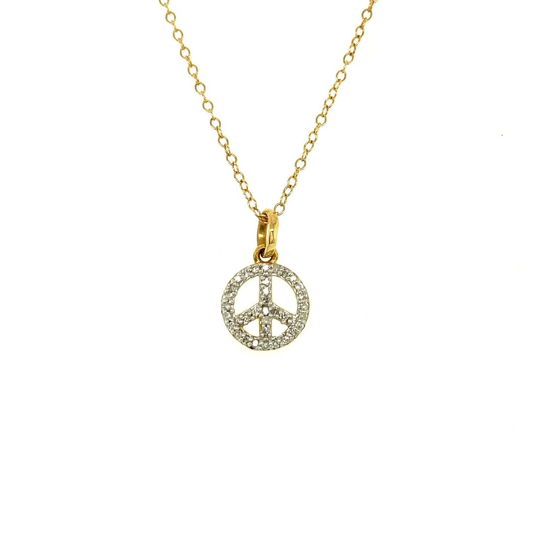 14kg and Diamond Peace Necklace