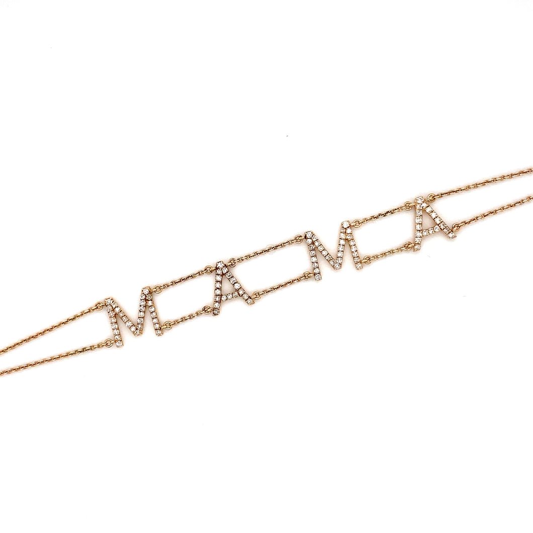 14k gold and white diamond MAMA Bracelet