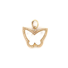 Load image into Gallery viewer, 14kg and White Diamond Mother of Pearl Butterfly Pendant
