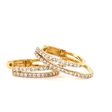 Load image into Gallery viewer, 14kg and White Diamond Double Hoop Earrings
