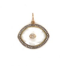 Load image into Gallery viewer, Evil Eye Clear Quartz Crystal with Diamond Surround  and Center
