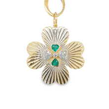 Load image into Gallery viewer, 14kg Diamond and Emerald Four Leaf Clover Pendant
