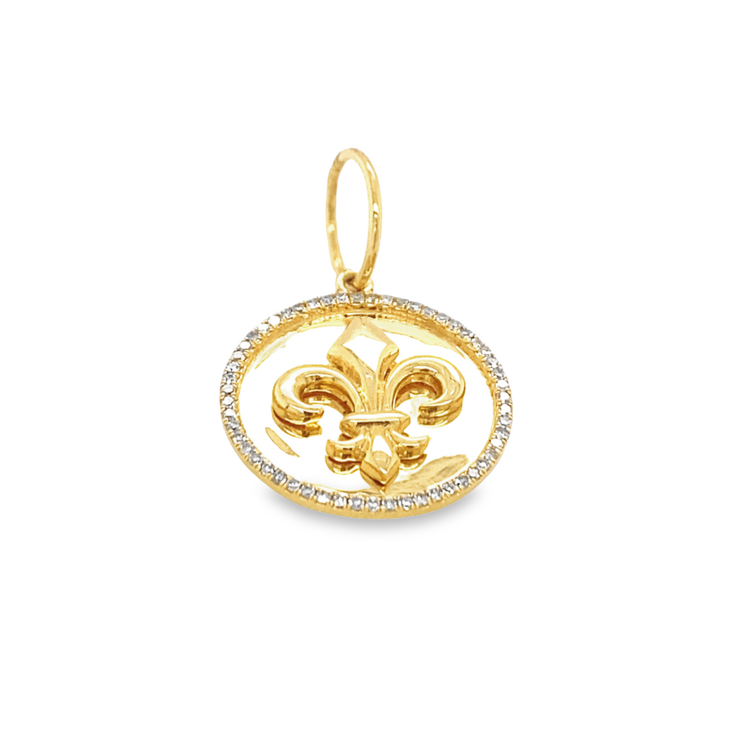 14kg Diamond Fleur de Lis Disc Pendant