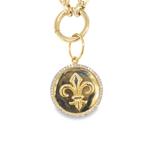 Load image into Gallery viewer, 14kg Diamond Fleur de Lis Disc Pendant

