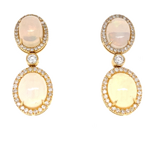 Load image into Gallery viewer, 14kg and white diamond Opal Double Drop Earrings
