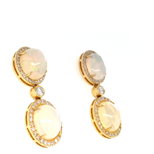 Load image into Gallery viewer, 14kg and white diamond Opal Double Drop Earrings
