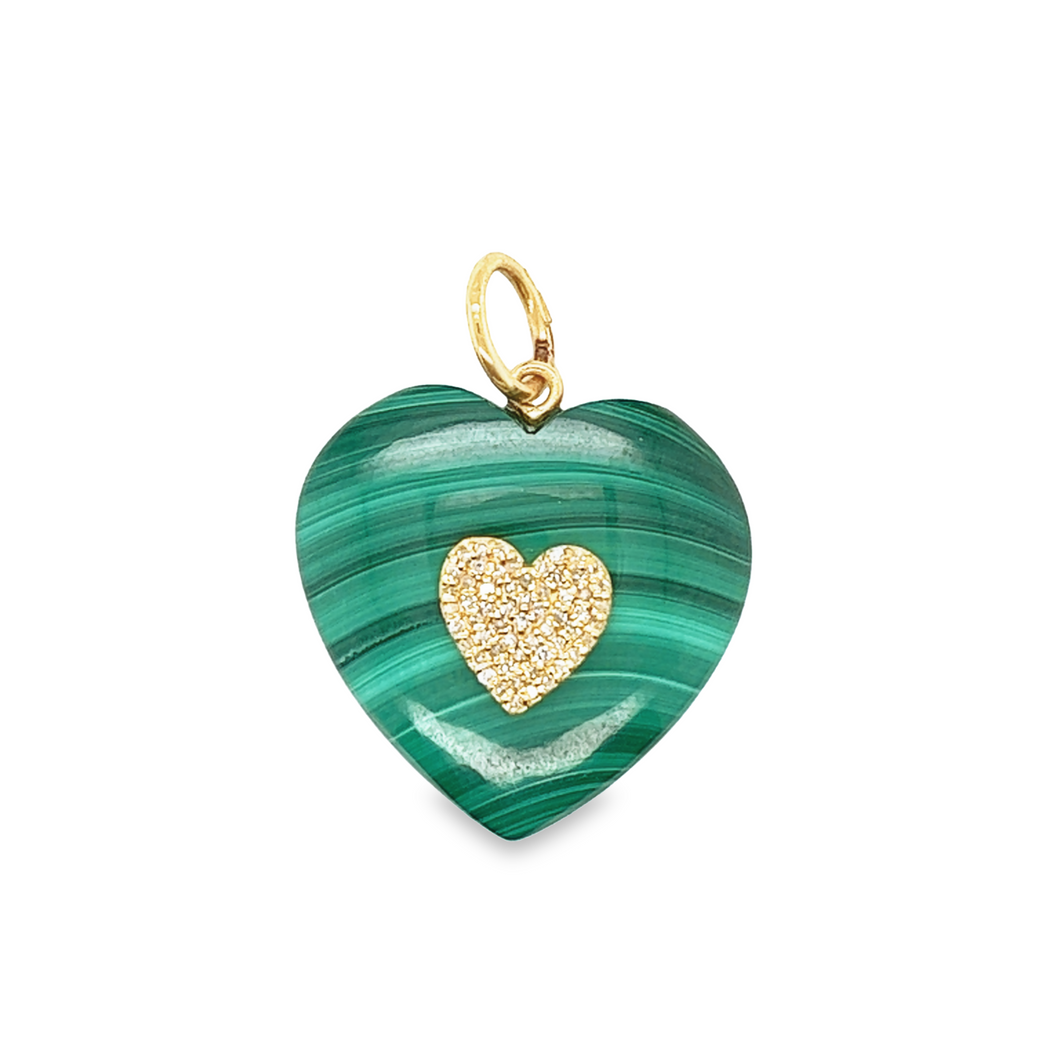 14kg Green Malachite and Diamond Heart