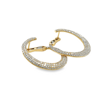 Load image into Gallery viewer, 14kg and White Diamond Circling Crescent Earrings
