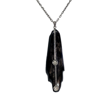 Load image into Gallery viewer, Brown Horn, Silver and Diamond Necklace
