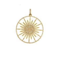 Load image into Gallery viewer, 14kg and White Diamond Large Starburst Circular Pendant
