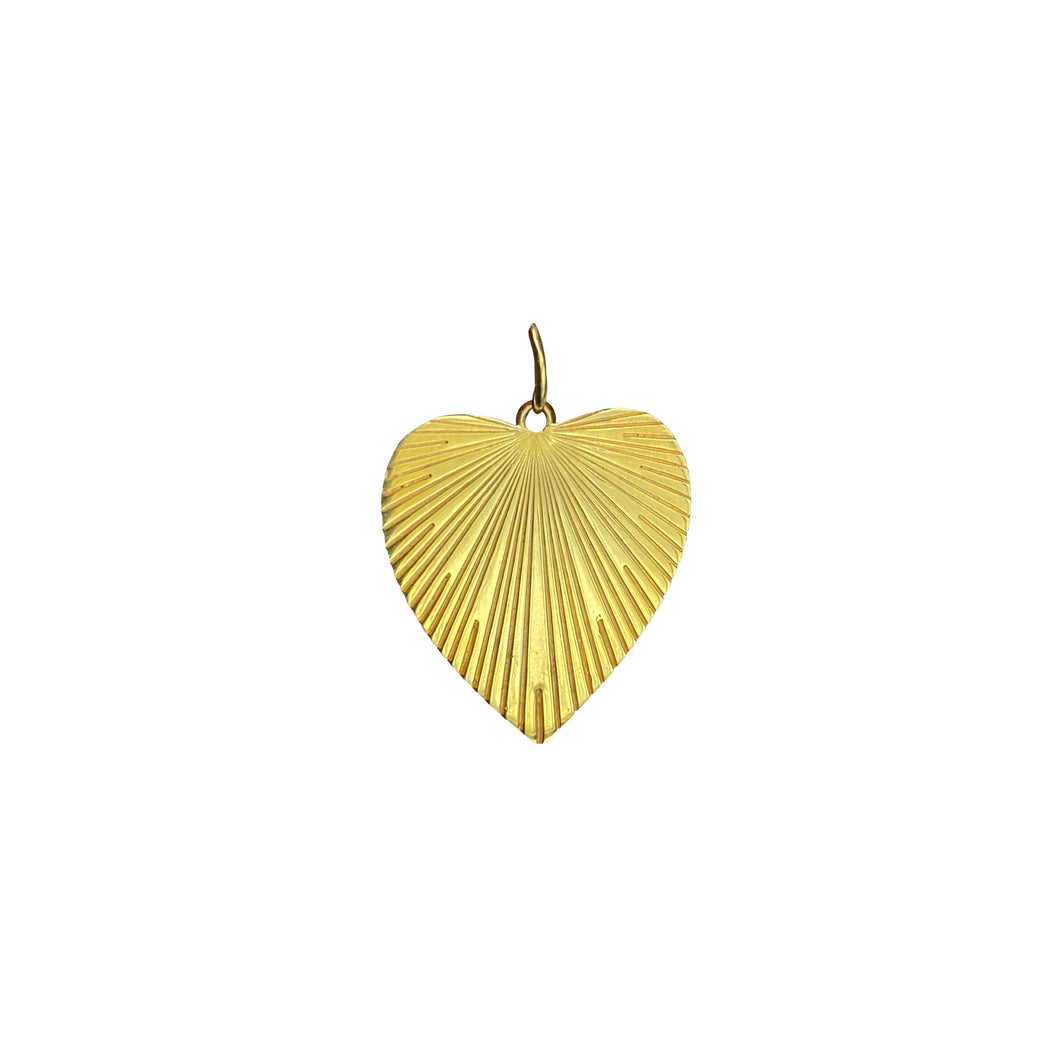 Large Fluted Gold Heart Pendant