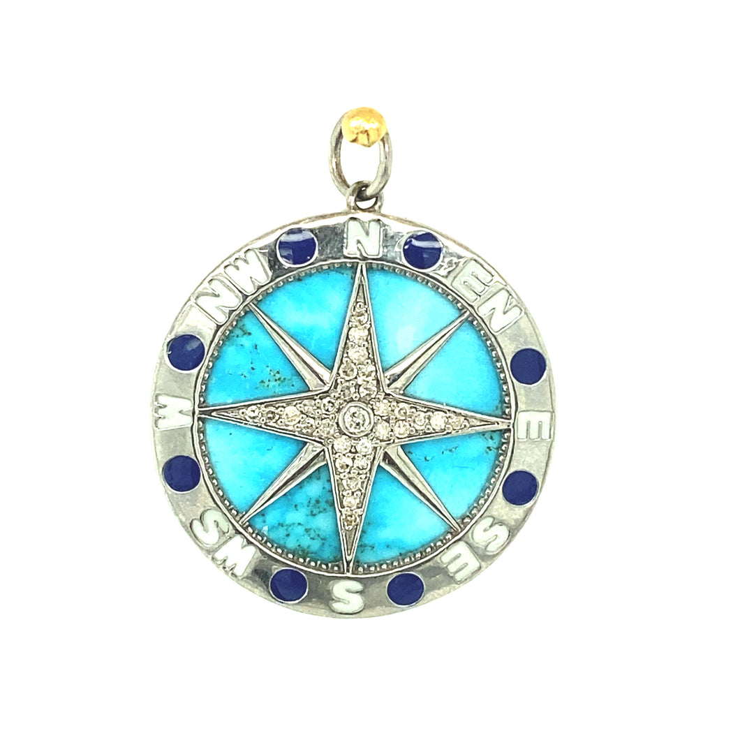 Silver Turquoise Compass
