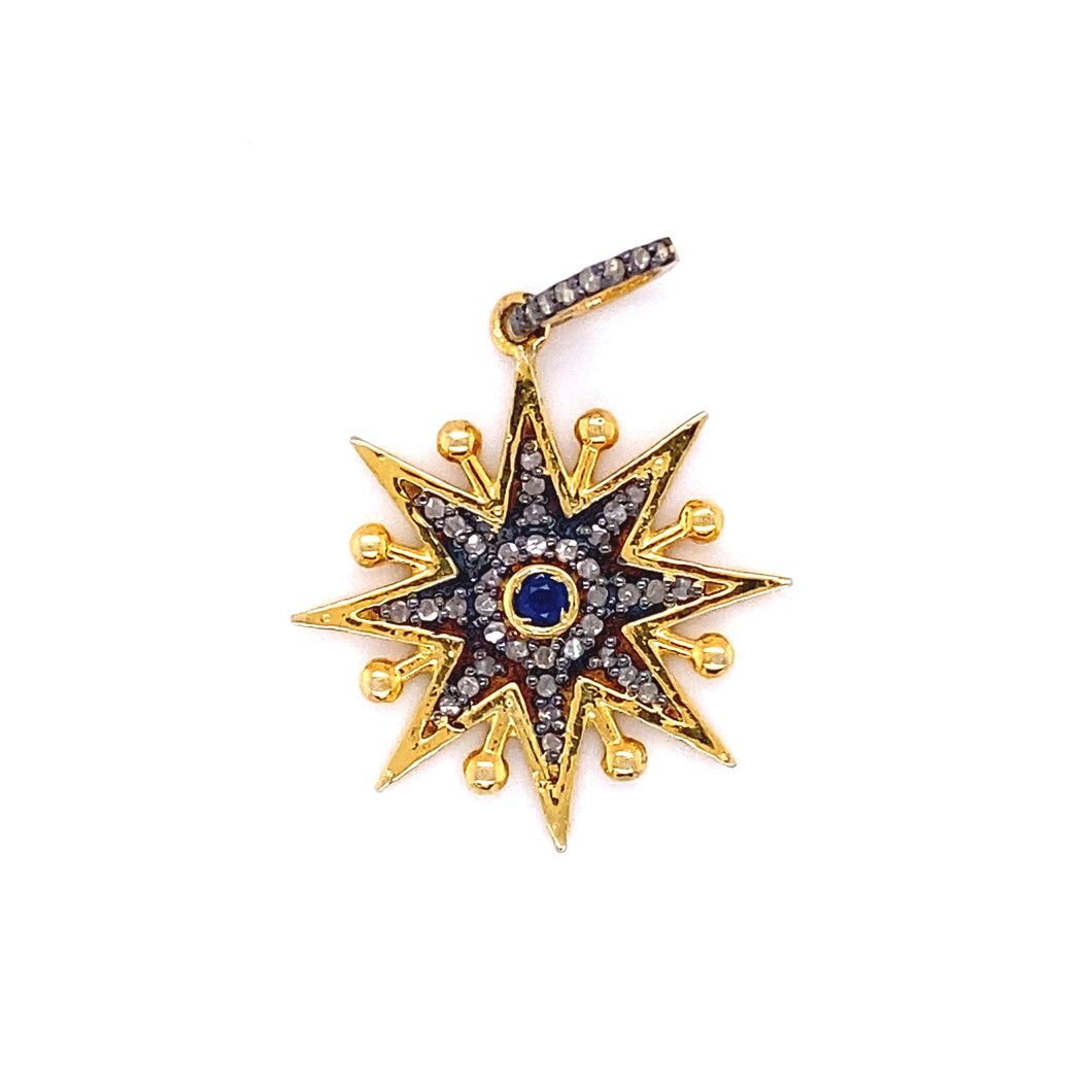 Mixed Metal Deco Starburst Pendant